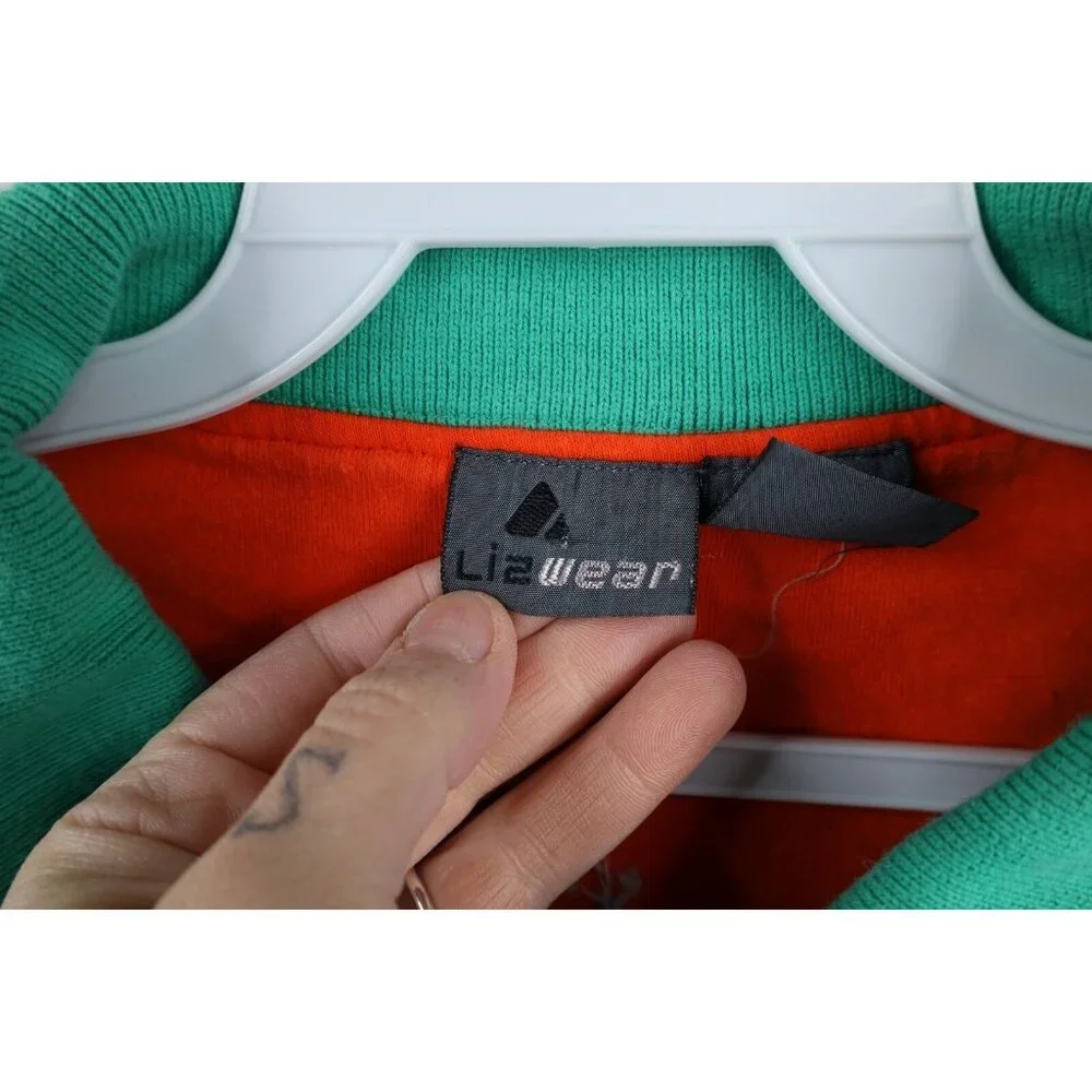 Vintage 90s Streetwear Womens Small Faded Blank Color Block Collared Sweatshirt - Picture 7 of 13